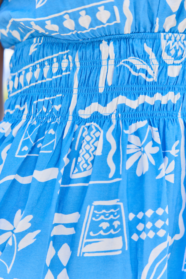 Low Tide Blue Icon Print Mini Dress