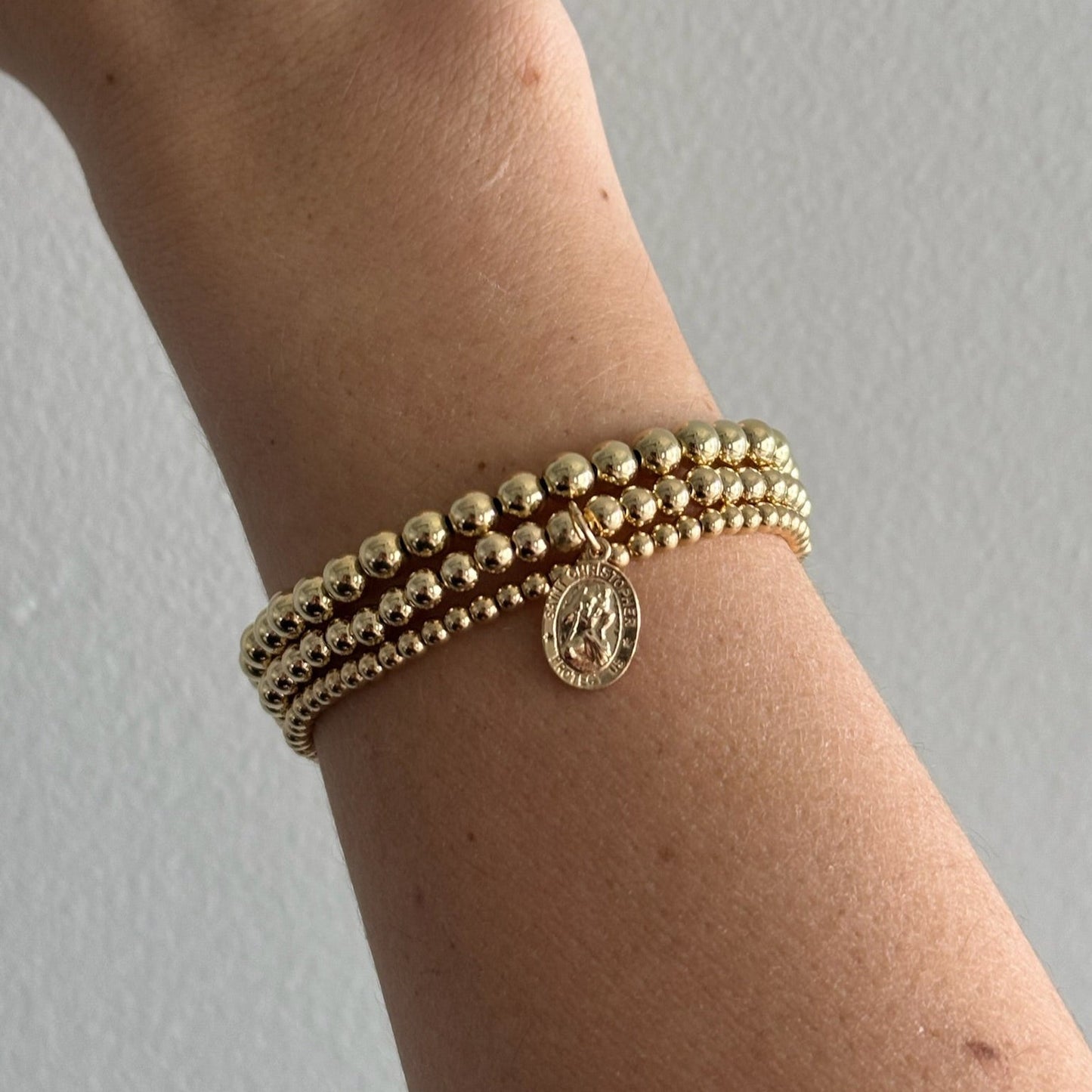 st. christopher juno bracelet triple stack (3+4+5mm)