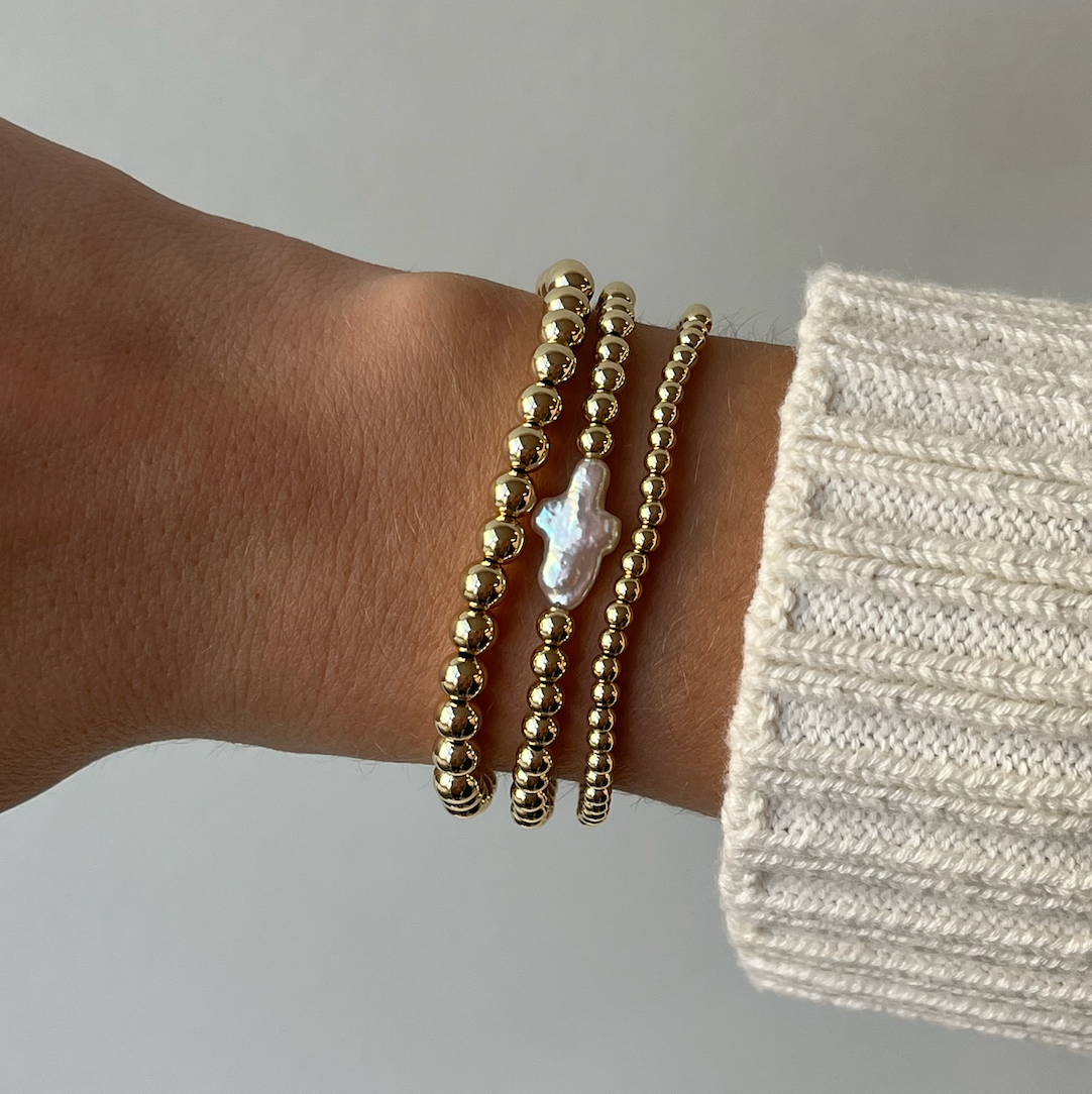 pearl cross juno bracelet triple stack (3+4+5mm)