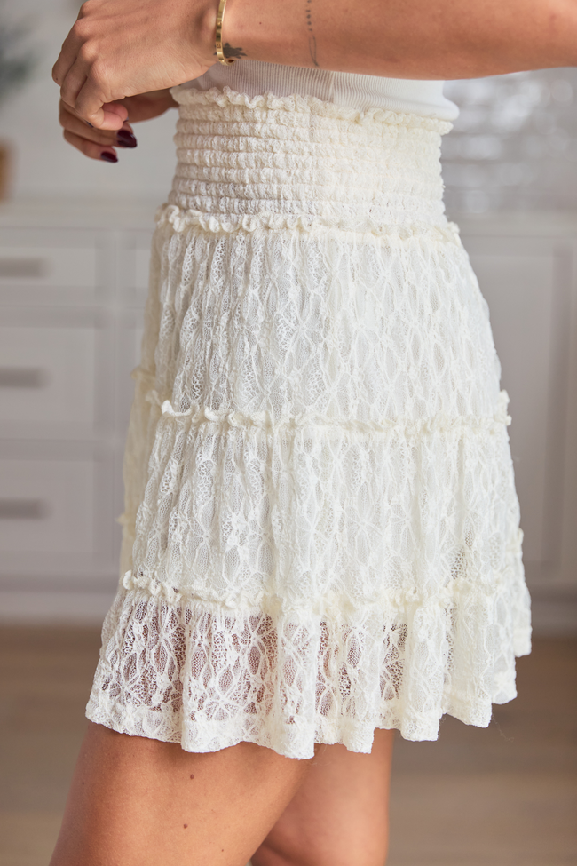 Through The Garden Cream Lace Mini Skort SALE