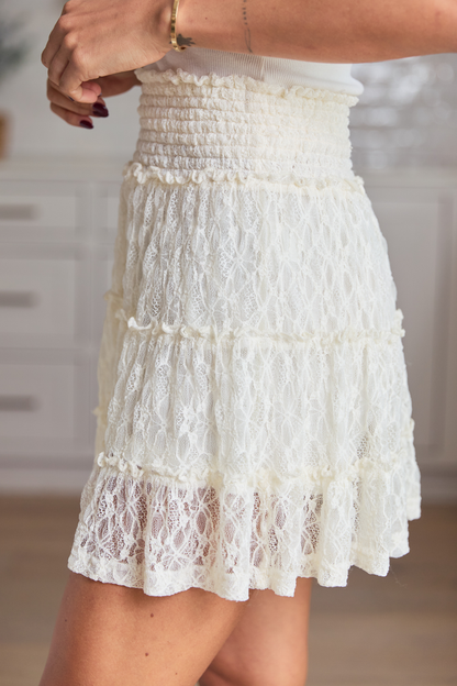 Through The Garden Cream Lace Mini Skort SALE