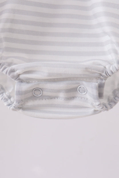 Navy bow applique stripe bubble