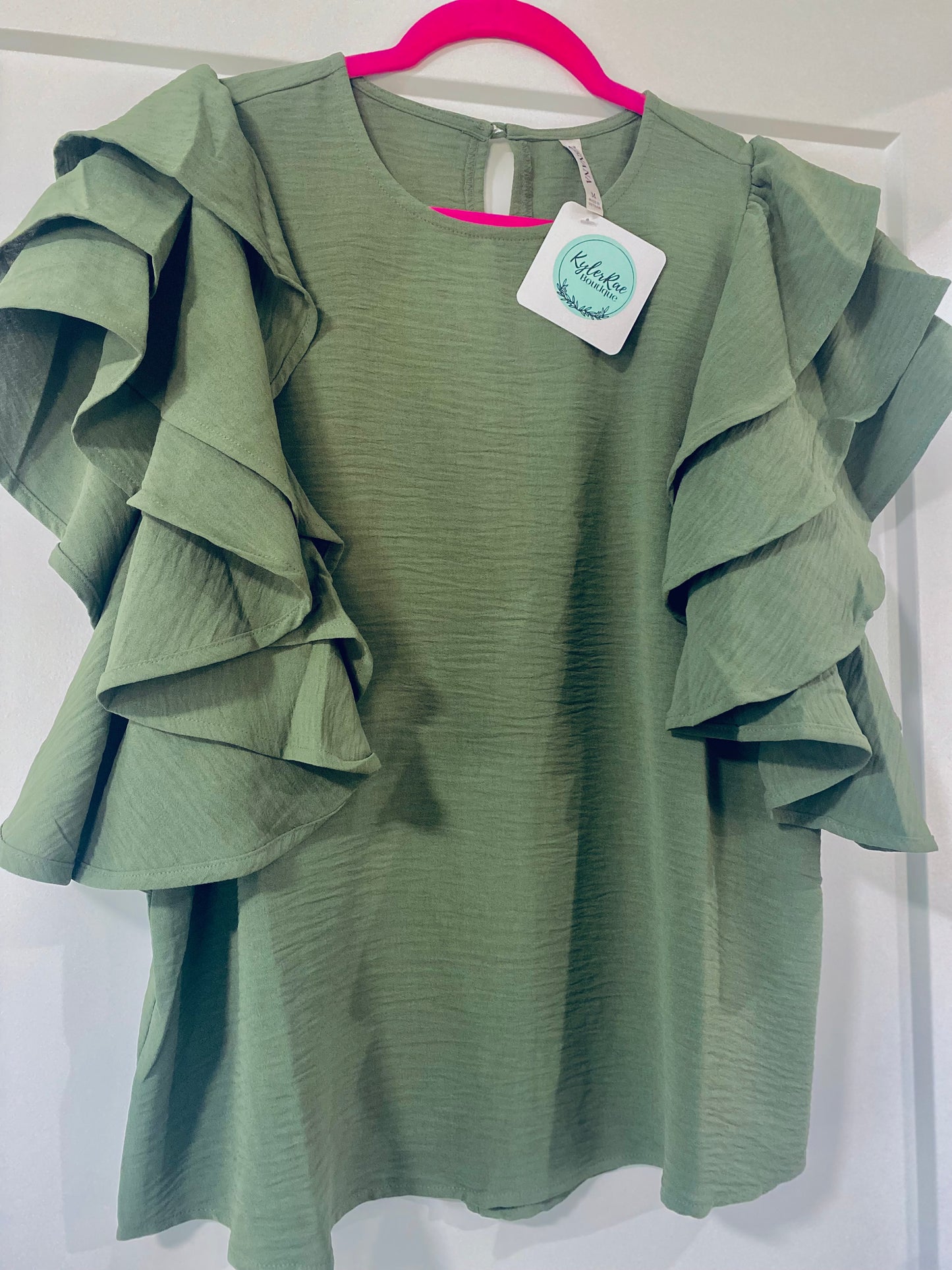 Zenana Ruffle Sleeve Top