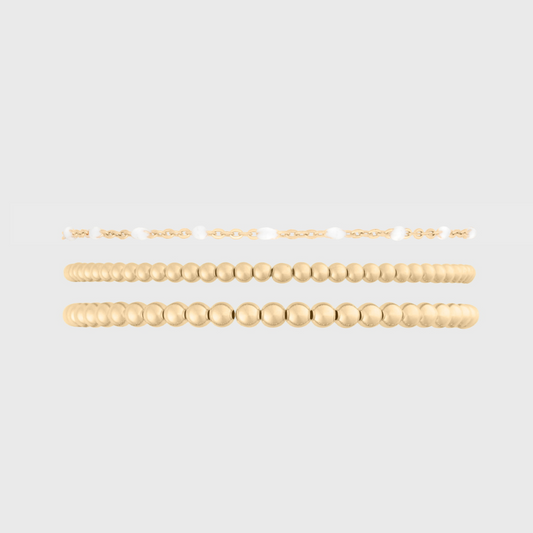 white daisy + juno bracelet triple stack (3+4mm)