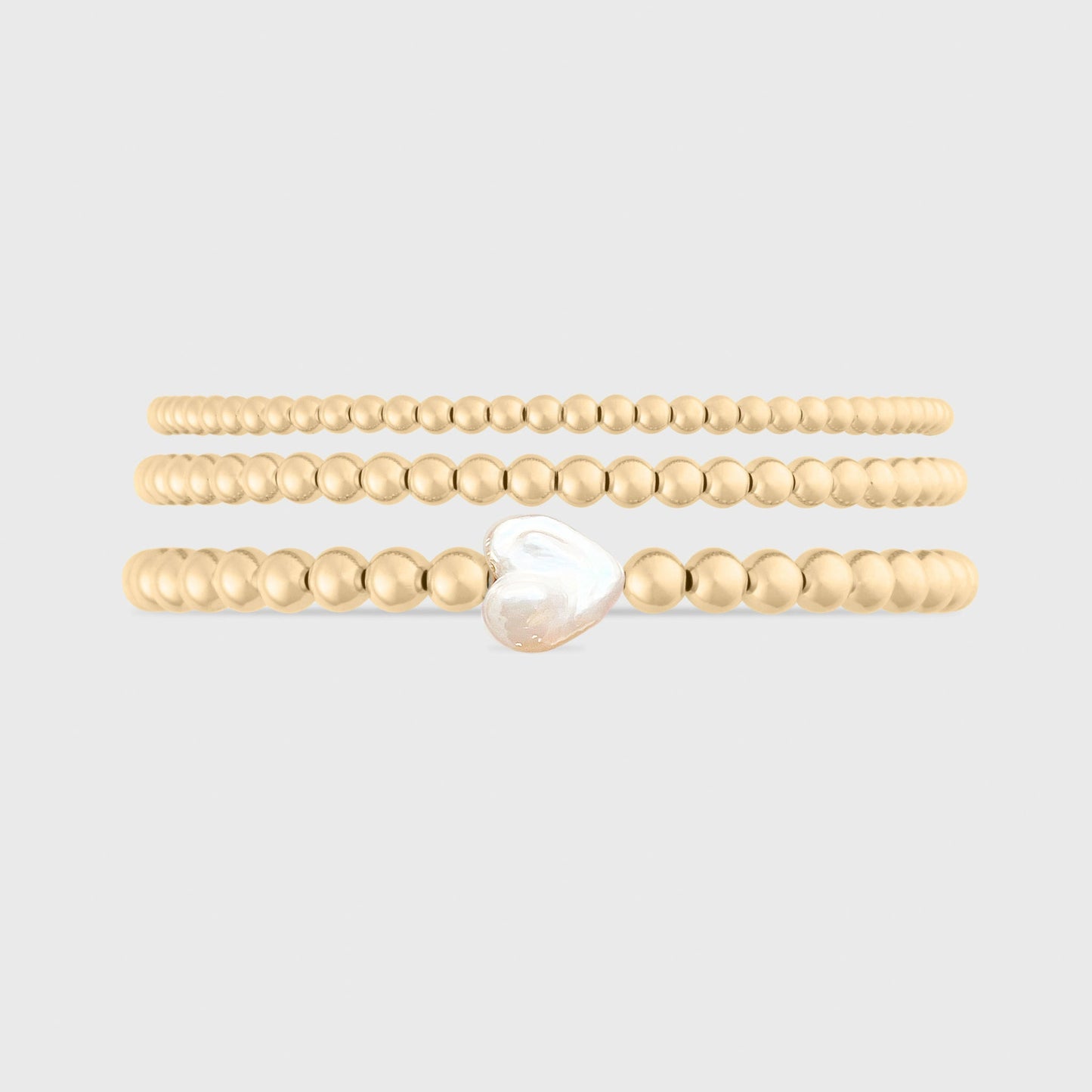 pearl heart juno bracelet triple stack (3+4+5mm)