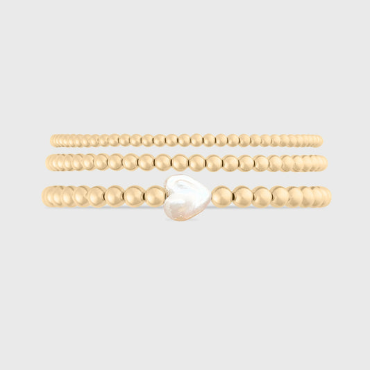 pearl heart juno bracelet triple stack (3+4+5mm)