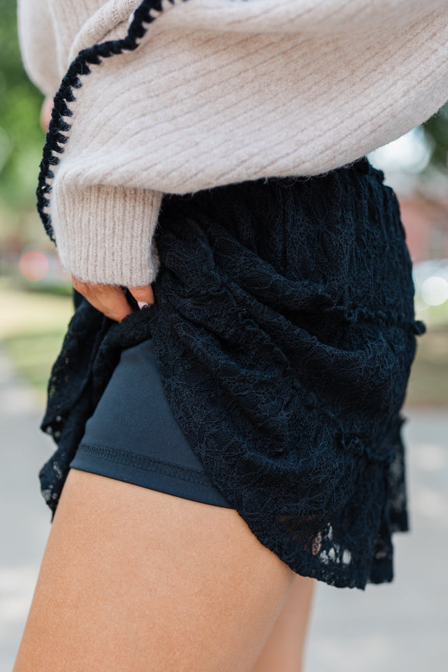 Through The Garden Black Lace Mini Skort SALE