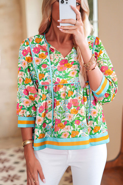 Blue and Green Floral Babydoll
