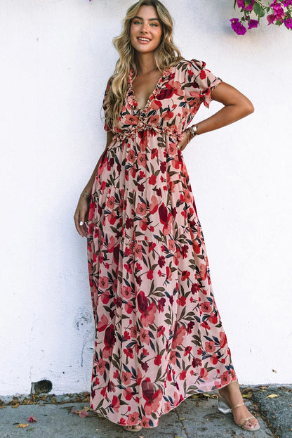 Ruffle Floral Maxi
