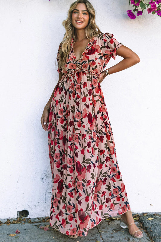Ruffle Floral Maxi