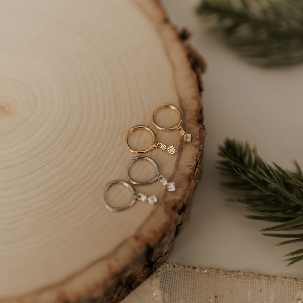 Willow Diamond Dangle Hoops