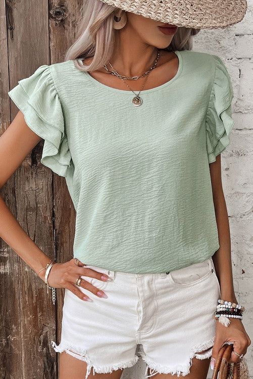 Green Airflow Ruffle Top