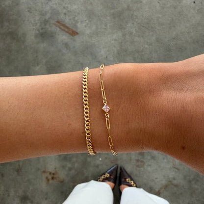 birthstone + gabi curb bracelet stack