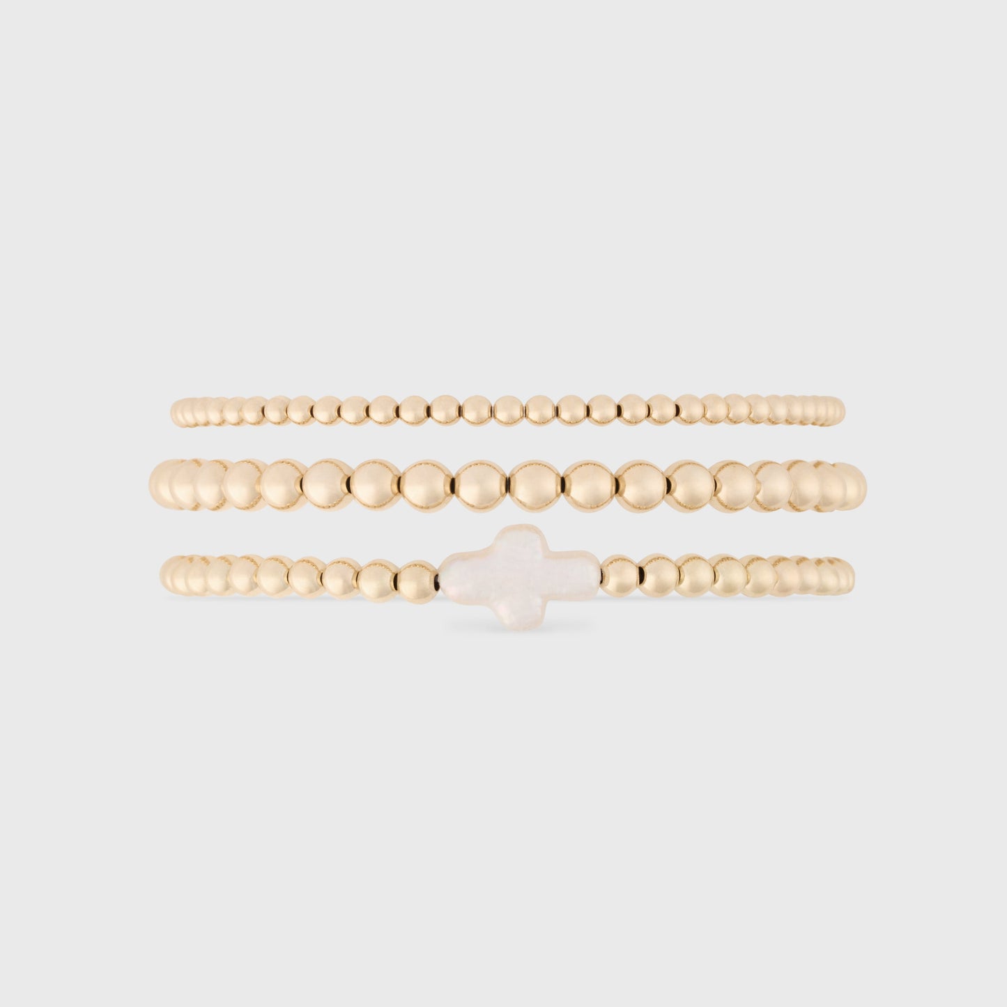 pearl cross juno bracelet triple stack (3+4+5mm)