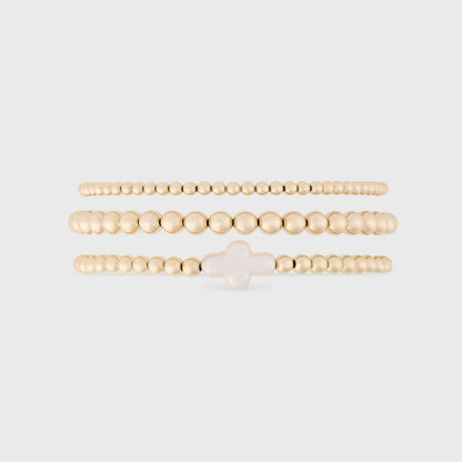 pearl cross juno bracelet triple stack (3+4+5mm)