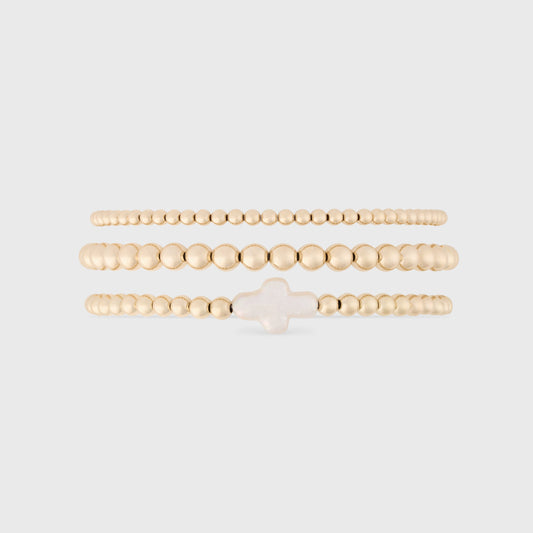 pearl cross juno bracelet triple stack (3+4+5mm)