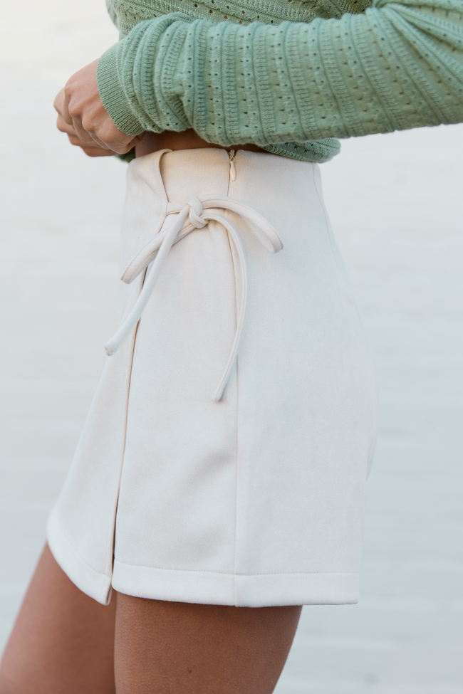 Lorelei Ivory Faux Suede Wrap Skort SALE