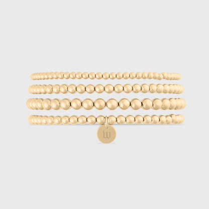 old english initial juno four bracelet stack (3+4+4+5mm)