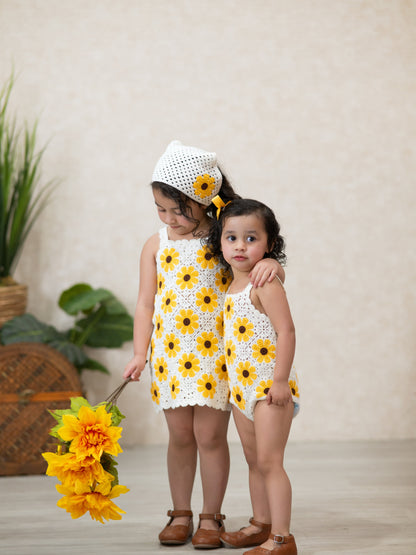 Summer Sunflower Baby Crochet Romper