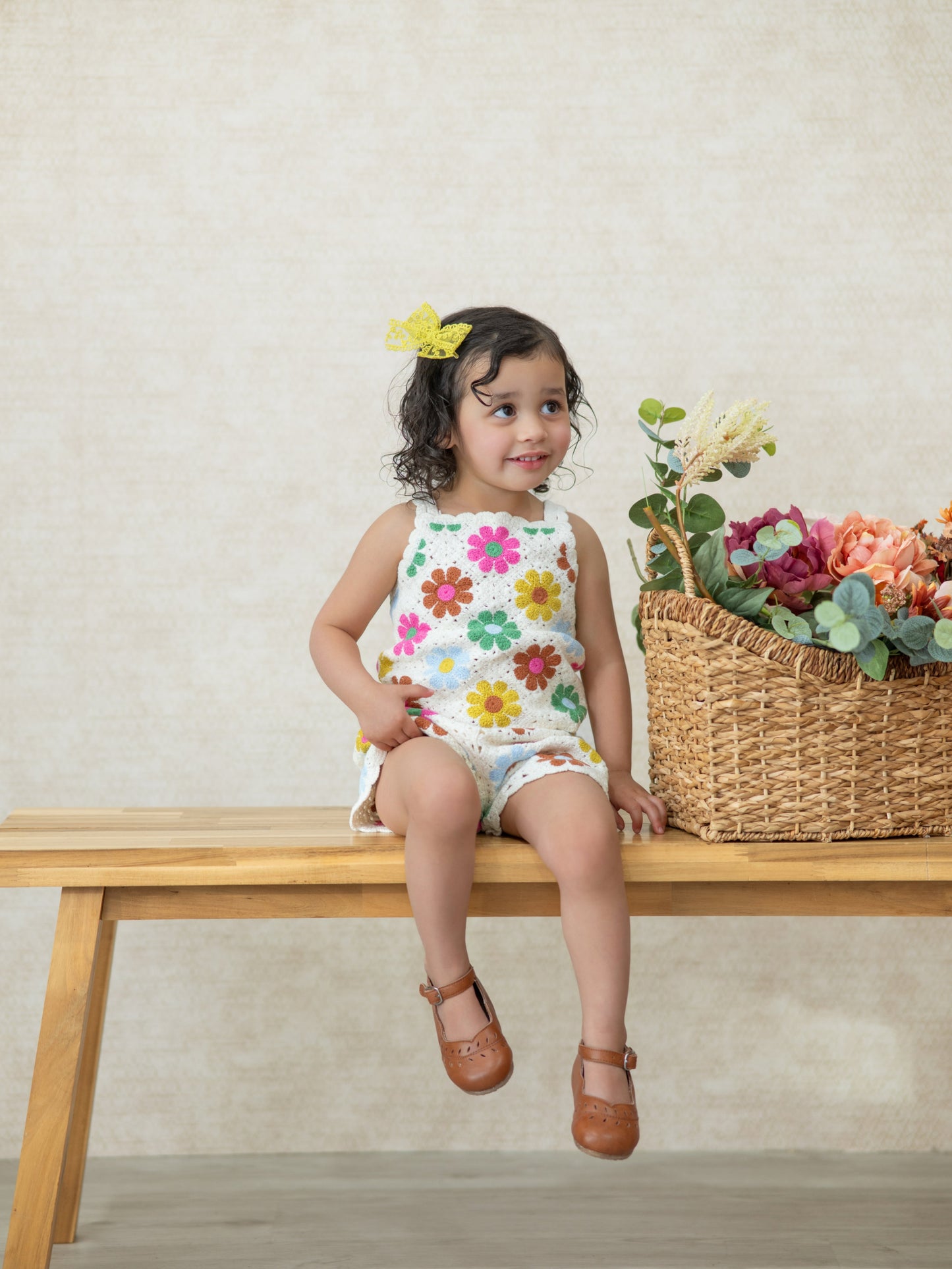 Summer Crochet Floral Girl Set