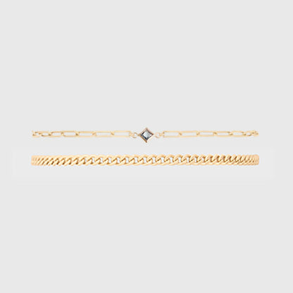 birthstone + gabi curb bracelet stack