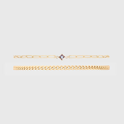 birthstone + gabi curb bracelet stack