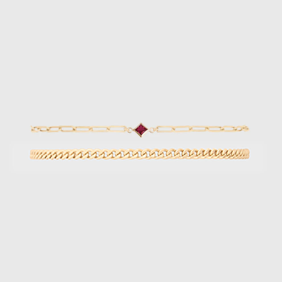 birthstone + gabi curb bracelet stack